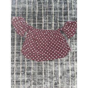 Active USA Women's S Maroon Short Sleeve Off The Shoulder Crop Top